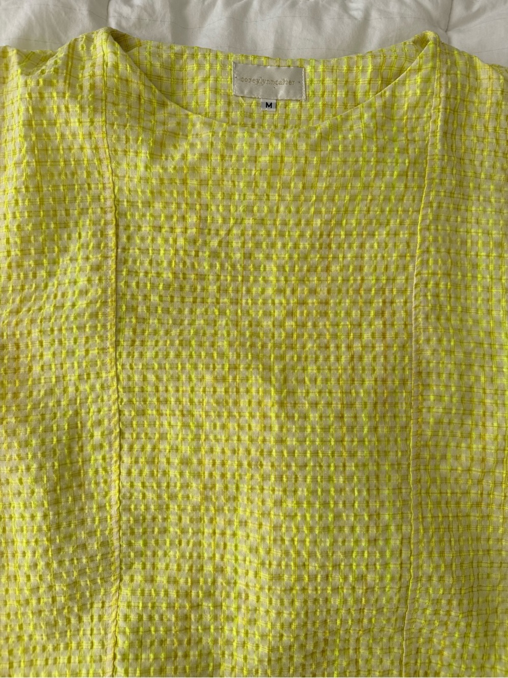 Corey Lynn Calter Yellow Textured Drop-Waist Dress - Picture 11 of 11
